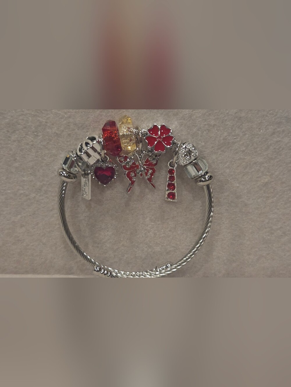 Charmed Bracelet with Red and Yellow Crystal Charms